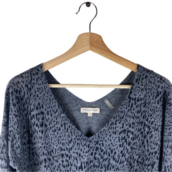 Rebecca Taylor Gray Leopard Print Alpaca Blend Sweater - Picture 2 of 8
